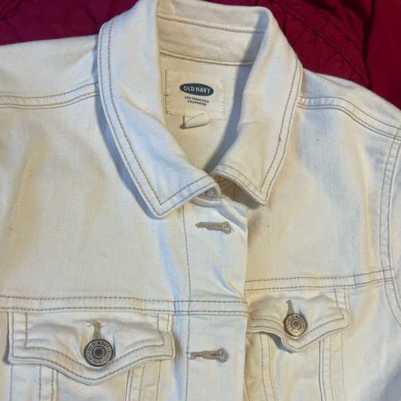 Medium Old Navy White Denim Jacket - Picture 3 of 7